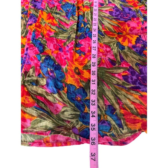Vintage 80s Short Circuit Floral Maxi Skirt One Size Cotton Boho Hippie Tropical - Picture 11 of 13
